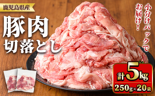 y561 鹿児島県産豚肉切落としセット(計5㎏) 国産 九州産 鹿児島県産 豚肉 ぶた肉 肉 切り落とし 切り落し きりおとし おかず 野菜炒め お弁当 煮物 小分け 冷凍 【TRINITY】