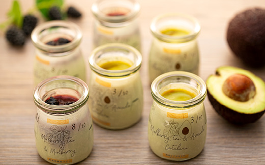 桑抹茶ぷりんシリーズ食べ比べ～桑美茶桑実ぷりん・桑抹茶とアボガドのカタラーナ～