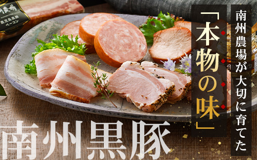 鹿児島県産 黒豚バラエティセットC 約750g (鹿児島黒豚焼豚200g・鹿児島黒豚モモハム200g・黒豚モモハムパストラミ200g・黒豚フランクフルト×150g) NS-511 | 肉 お肉 豚肉 豚 にく ぶた かごしま黒豚  ソーセージ チャーハン ポトフ スープ おつまみ 野菜炒め 冷蔵 鹿児島県 南大隅町 南州農場