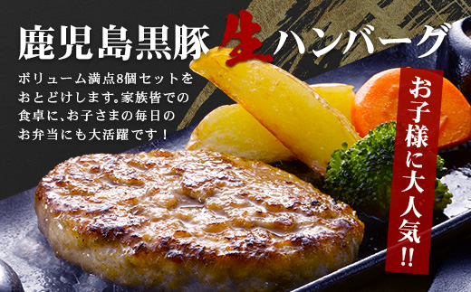 鹿児島県産 黒豚生ハンバーグセット（8個入）冷凍 NS-12 | 肉 お肉 豚肉 豚 にく ぶた かごしま黒豚 ハンバーグ おかず ジューシー 小分け ギフト おかず お弁当 国産 鹿児島県 南大隅町 南州農場