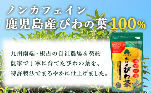 ［新春］【定期便12回連続・大人気２種セット】鹿児島県産 ねじめびわ茶 ティーバック（24包入×2袋）おひとりさま（7包入×2袋） TO-21-NP | 国産 お茶 健康茶 ポリフェノール ノンカフェイン 無香料 無着色 さわやか 甘み 香ばしい おいしい びわの葉 トルマリン石焙煎 産地直送 鹿児島県 南大隅町 十津川農場