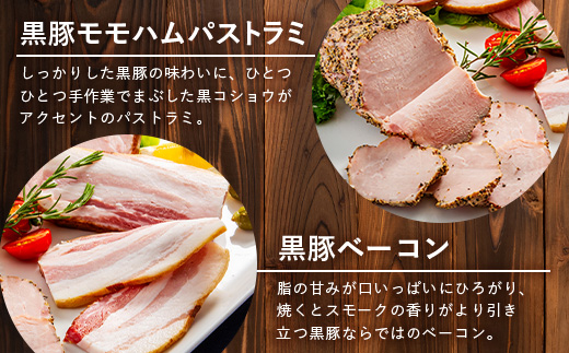鹿児島県産 黒豚ギフトB 8種セット 約1.48kg NS-513 ｜ 肉 お肉 豚肉 豚 にく ぶた かごしま黒豚 焼豚 モモハム パストラミ ベーコン 厚切り ハム ウィンナー ボロニア 生ハム ウィンナー 冷蔵 詰め合わせ 贈り物 鹿児島県 南大隅町 南州農場