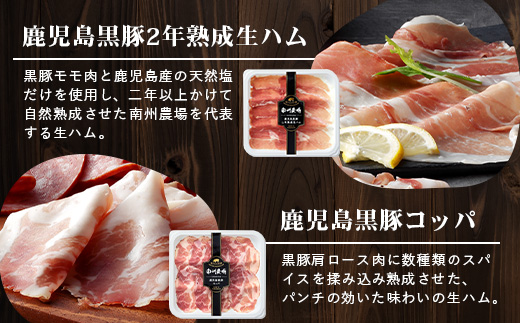 【定期便】南州農場 黒豚熟成生ハム４種食べ比べセット（連続3回）（3726）NS-519