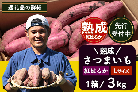 【鹿児島県産】熟成 紅はるか 3kg (1箱 ) Lサイズ 感動さつまいも　FR-531