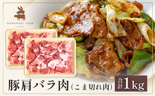 花の木農場 鹿児島県産 豚肩バラ こま切れ 約1kg（500g×2パック）HK-13｜ 豚肉 バラ肉 精肉 小間切れ 冷凍 国産 お肉 農福連携 鹿児島県 南大隅町 第2花の木ファーム