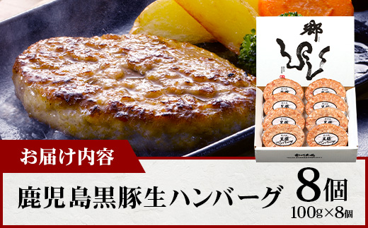 鹿児島県産 黒豚生ハンバーグセット（8個入）冷凍 NS-12 | 肉 お肉 豚肉 豚 にく ぶた かごしま黒豚 ハンバーグ おかず ジューシー 小分け ギフト おかず お弁当 国産 鹿児島県 南大隅町 南州農場