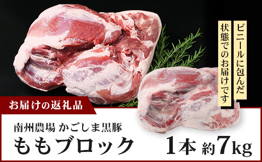 【南大隅町限定】かごしま黒豚 ももブロック（約7.0kg）NS-5 | 肉 豚肉 ぶた 豚 ブタ 黒豚 かごしま黒豚 もも肉 モモ肉 ももブロック 赤身 新鮮 産地直送 限定 大容量 鹿児島県 南大隅町 南州農場