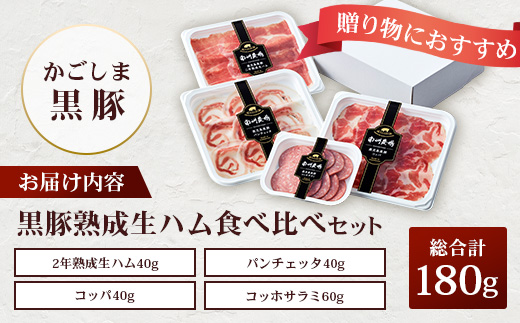 南州農場 黒豚熟成生ハム 4種食べ比べ セット 冷蔵 NS-9 | 国産 肉 お肉 豚肉 豚 にく ぶた かごしま黒豚 生ハム 最高峰 熟成ハム コッパ パンチェッタ コッホサラミ スパイス サラミ 詰め合わせ 産地直送 ギフト プレゼント 贈り物 鹿児島県 南大隅町