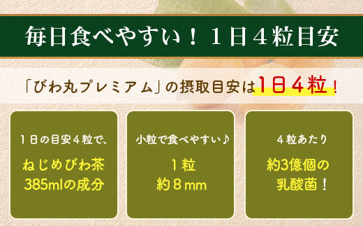 ［新春］【定期便 全12回】≪12ヶ月連続で毎月お届け≫ びわ丸プレミアム ≪1回あたり(120粒入×1袋) ≫  健康補助食品 びわ茶含有加工食品  TO-12-NP| 国産 びわ茶 びわの葉 サプリメント 乳酸菌 ノンカフェイン ポリフェノール ネコポス 鹿児島県 南大隅町 十津川農場