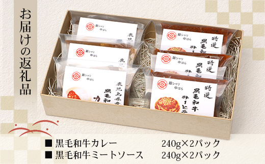 ［2種類］＼日本料理人の手作り／ 鹿児島県産 黒毛和牛レトルトパック 2種セット ≪合計6パック≫ カレー（240g×3パック）/ミートソース（240g×3パック）GN-9｜鹿児島県 南大隅町 あたためるだけ 黒毛和牛 牛肉 カレー ミートソース おかず 時短 銀シャリ中はら