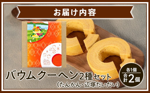 バウムクーヘン 2個セット ( たんかん ・ 辺塚だいだい ) SH-716 ｜バウムクーヘン バームクーヘン スイーツ ケーキ 焼き菓子 洋菓子 お菓子 おかし おやつ デザート プレゼント 贈り物 ギフト 常温 鹿児島県 南大隅町 31℃LINE花子