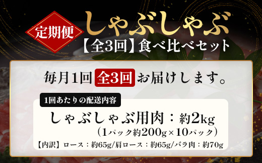 《先行受付～2026年1月中旬より順次発送～》【定期便全3回】鹿児島県産 ひかり麦豚 しゃぶしゃぶ 食べ比べセット 約2kg（200g×10パック） トレーなし 冷凍 HM-16 | 肉 お肉 にく 豚肉 ロース 肩ロース バラ肉 スライス 真空冷凍 産地直送 新鮮 小分け 甘み 産地直送 鹿児島県 南大隅町 ひかり麦豚直売所