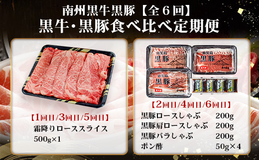 【定期便全6回】黒豚・黒牛の極上の贅沢定期便 〜牛肉と豚肉交互に楽しむ贅沢なひととき〜 NS-38 | 牛 肉 お肉 ブランド牛 黒毛和牛 鹿児島黒豚 黒豚 豚肉 豚 ぶた肉 霜降り サシ ロース しゃぶしゃぶ すき焼き すきやき 甘い やわらかい 冷凍 産地直送 肉定期便 南大隅町