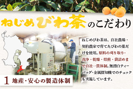 【定期便 全6回】≪6ヶ月連続で毎月お届け≫ 鹿児島県産 ねじめびわ茶 ティーバック ≪1回あたり(24包入×1袋) ≫ ノンカフェイン  TO-2-NP| 国産 お茶 健康茶 びわ茶 ポリフェノール びわの葉 産地直送 ネコポス 鹿児島県 南大隅町 十津川農場