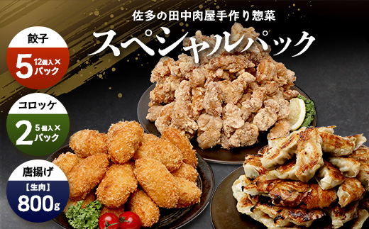佐多の田中肉屋 スペシャルパック（餃子・コロッケ・味付唐揚げ）冷凍便 TA-405 | 国産 お惣菜 手作り 餃子 ギョーザ やみつき ニンニク から揚げ 若鶏唐揚げ 鶏肉 揚げるだけ コロッケ 大容量 おかず 弁当 おつまみ 保存料不使用 簡単調理 産地直送 鹿児島県 南大隅町 田中精肉店 