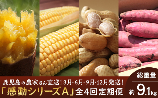 【定期便・年4回】農家の感動シリーズA(約9.1kg) FR-305｜冷凍焼き芋 ゴールドラッシュ 塩茹で落花生  紅はるか  野菜定期便
