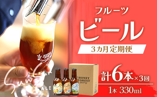 【3カ月定期便】Sun Sun ALEおすすめ６本×３ヶ月 HF-710 ｜クラフトビール 柑橘 たんかん 季節のみかん 辺塚だいだい 手作り はちみつ 南大隅町 人気 ビール　