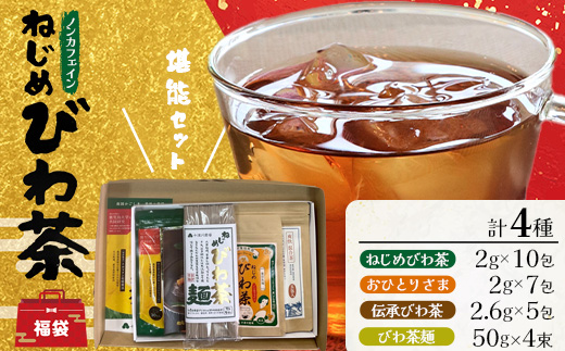 【福袋】ねじめびわ茶うれしい満喫セット（５種）化粧箱入 TO-20-FB| ねじめ びわ茶 ボトル缶 国産 大容量 トルマリン石 焙煎 健康茶 お茶 煮だし 飲みやすい 香ばしい おいしい びわの葉 ネコポス 福袋 セット 飲み比べ 鹿児島県 南大隅町 十津川農場