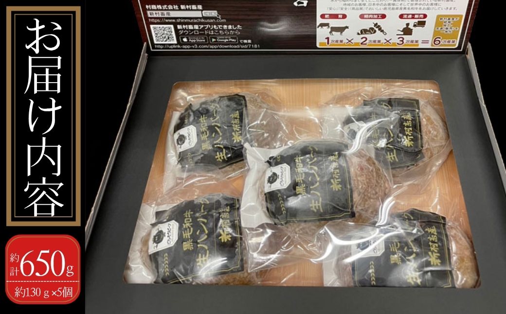 鹿児島県産 黒毛和牛 生ハンバーグセット(130g×5個)