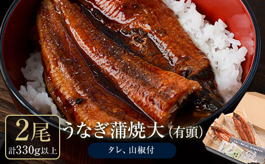 うなぎ蒲焼・大(有頭)(2尾・計330g以上、タレ、山椒付)