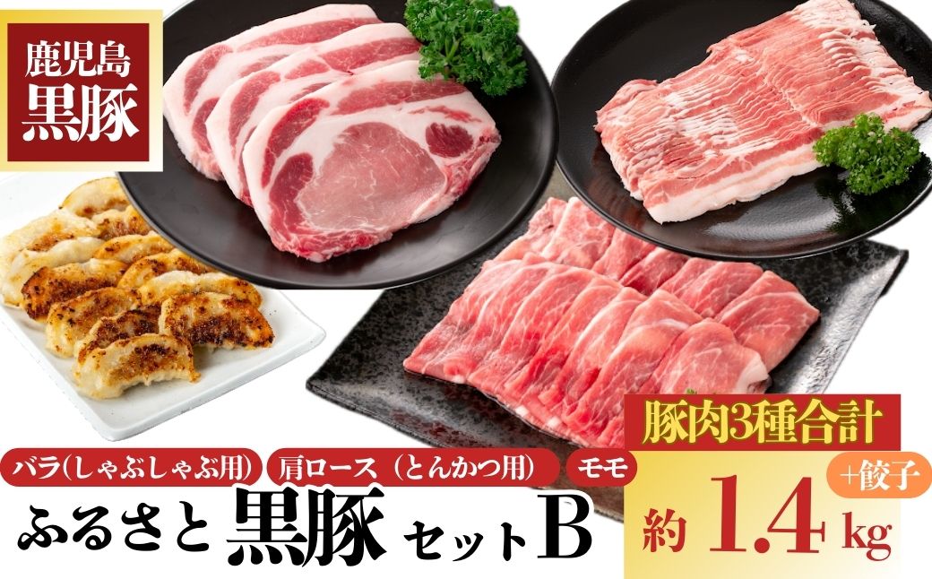 ふるさと黒豚セットＢ！黒豚餃子(12個入×3P)付き