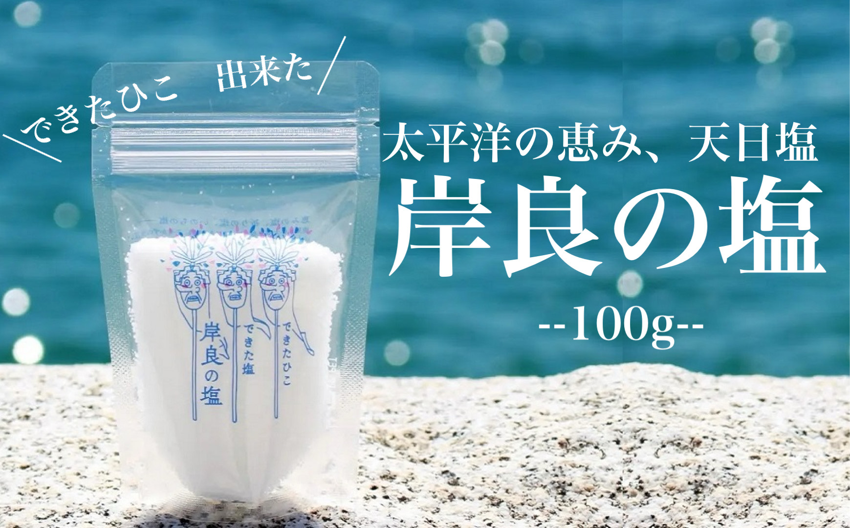  できたひこ出来た塩　岸良の塩(100ｇ) 天日塩 塩 天然 無添加【岸良リトリート】