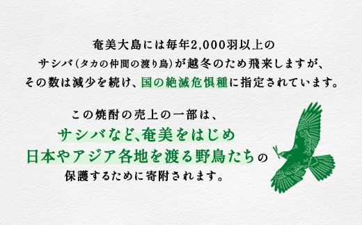 黒糖 焼酎 AMAMI SASHIBA  200ml (12本) 世界遺産 登録記念 アマミサシバ 30度 奄美大島 宇検村 鹿児島県 お酒 アルコール 自然環境 保護 プロジェクト 200ml×12本