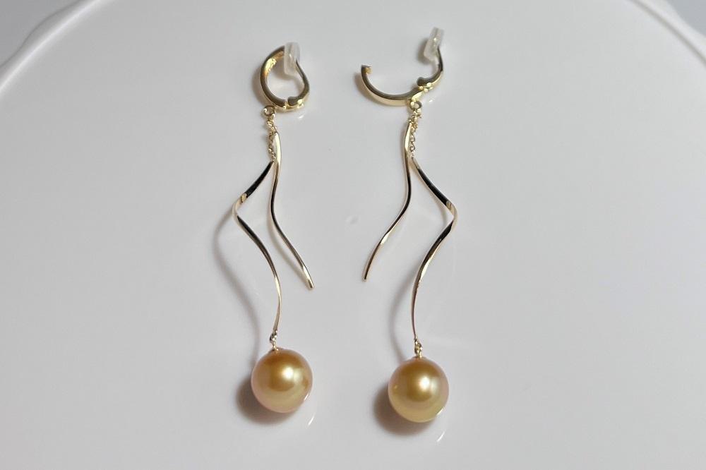 【奄美パール】白蝶真珠 7mm K18イエローゴールドイヤリング2469