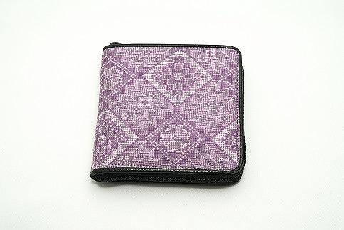 大島紬　ファスナー付き財布（龍郷　紫）