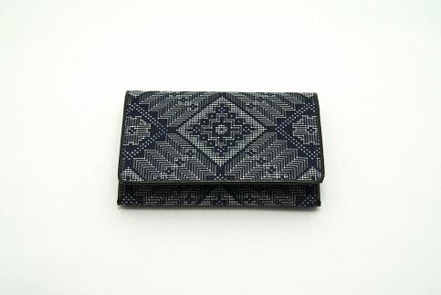 大島紬　名刺入れ（泥龍郷　藍）