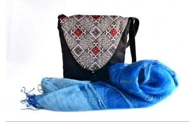 大島紬　ポシェットバッグ・ストール　2点セット