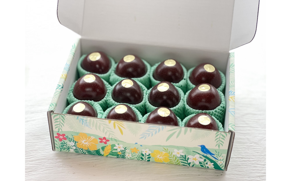 【2026年発送】《皇室献上品のパッションフルーツ》奄美大島瀬戸内町産　大玉12個入り／約1kg／希少な南国フルーツ／農園オリジナル化粧箱入り