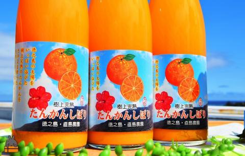 NEW！徳之島の直島農園が育てた樹上完熟たんかんしぼり（720ml×3本） ( フルーツ ジュース 果汁 果物 柑橘 徳之島 鹿児島 濃厚 贅沢 太陽 恵み 健康 美味しい )