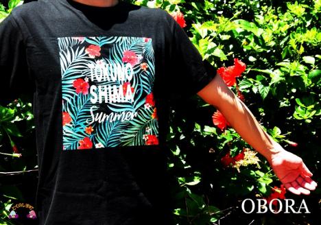 TOKUNOSHIMA発ブランド OBORA　Tシャツ　【ハイビスカス：BLACK】