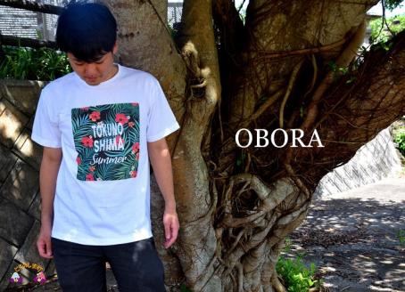 TOKUNOSHIMA発ブランド OBORA　Tシャツ　【ハイビスカス：White】