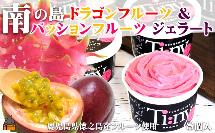 南の島の恵み！ドラゴン＆パッション プレミアムジェラート （8個入）( ジェラート アイス ドラゴンフルーツ パッションフルーツ 果物 フルーツ オリジナル 徳之島 奄美 鹿児島 スイーツ 美農里館 )