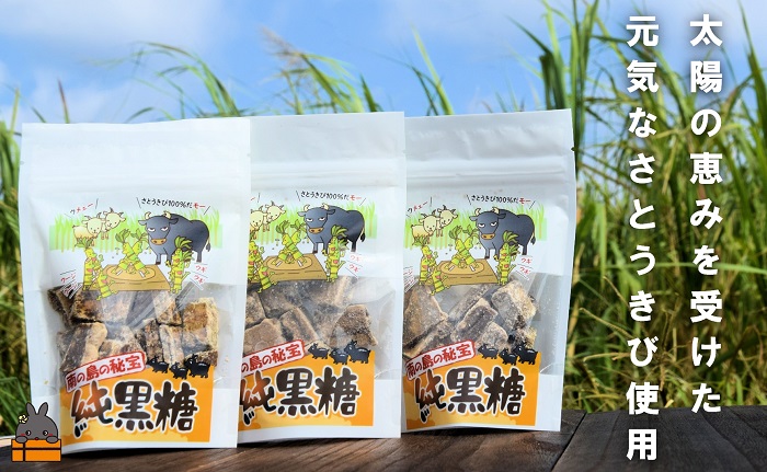 世界自然遺産 徳之島産さとうきび１００％使用 徳之島の純黒糖（3袋）( 黒糖 甘味 和菓子 さとうきび お茶請け 調味料 こだわり ポストイン配送 レターパックライト 受け取り簡単 ポスト投函 南の島 徳之島 奄美 鹿児島 世界自然遺産 徳北カンパニー )