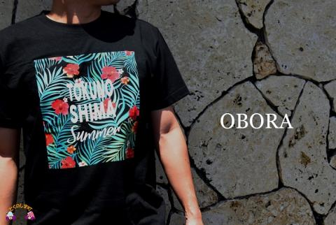 TOKUNOSHIMA発ブランド OBORA　Tシャツ　【ハイビスカス：BLACK】