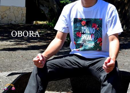 TOKUNOSHIMA発ブランド OBORA　Tシャツ　【ハイビスカス：White】
