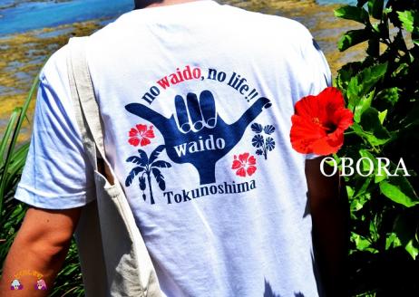 TOKUNOSHIMA発ブランド　OBORA　Tシャツ【No Waido No Life（ハンドサイン）：White】