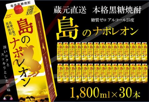 【蔵元直送便】本格黒糖焼酎 島のナポレオン1,800mlパック×30本（数量限定）