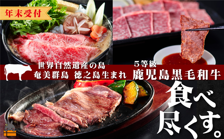 《年末受付》世界自然遺産の島。徳之島生まれ 5等級 鹿児島黒毛和牛 食べ尽くす。 ( サーロインステーキ 肩ローススライス ロース焼肉 食べ比べ 5等級 鹿児島黒毛和牛 牛肉 徳之島 奄美 鹿児島 スターゼン )