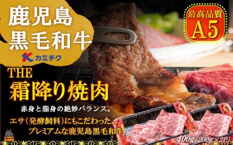 A5ランク THE鹿児島黒毛和牛霜降り焼肉400g(200g×2P) ( 鹿児島黒毛和牛 A5 牛肉 ビーフ 贅沢 極上 こだわり プレミアム 徳之島 鹿児島 美味しい 赤身 脂身 カミチク 幸せ )