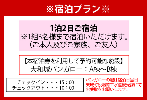 徳之島 天城町 大和城 バンガロー  A棟～B棟 1泊2日 宿泊券(素泊まり) お食事なし 3名様まで 旅行 観光