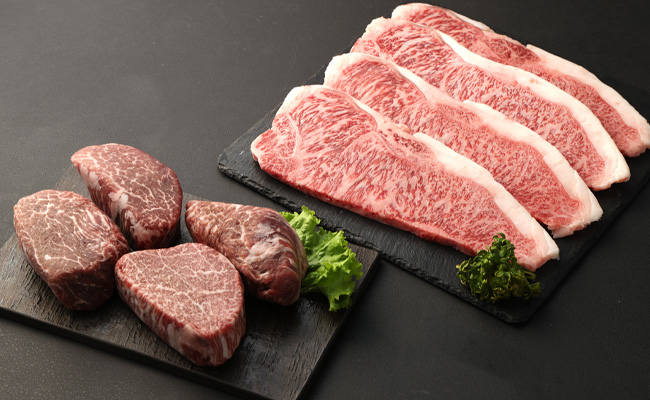 徳之島 天城町産 鹿児島育ち 鹿児島黒毛和牛 ステーキ 2種セット 合計約1.3kg サーロイン 720g 180g×4枚 ヒレ 600g 150g×4枚