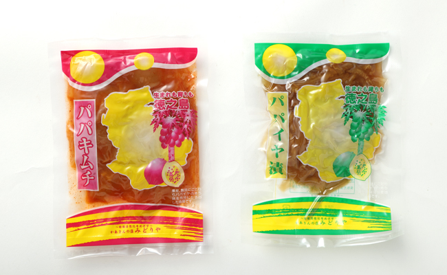 徳之島 天城町 手作り漬物 2種セット パパイヤ漬け パパイヤキムチ 合計720g 各種4袋入り