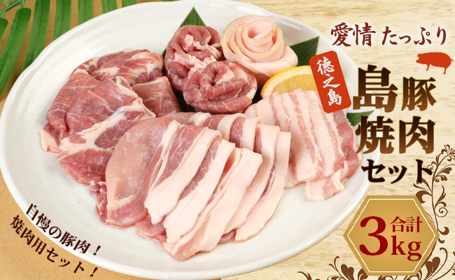 徳之島産 徳之島 愛情たっぷり 島豚焼肉セット 3種 計3kg 豚肉 食べ比べ 鹿児島県 徳之島