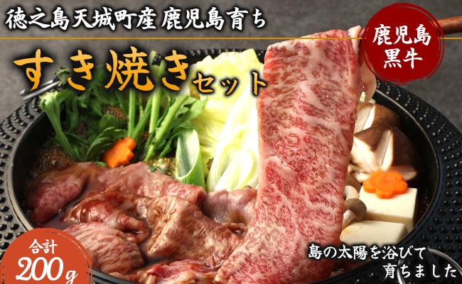 徳之島 天城町産 鹿児島育ち 鹿児島黒毛和牛 すき焼きセット 200g ロース バラ お試し