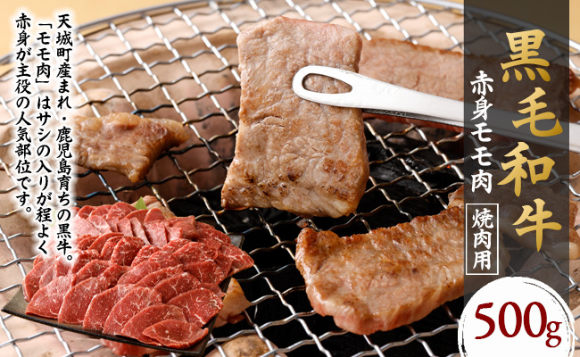 鹿児島黒毛和牛 赤身 モモ肉 焼肉用 500g 国産 牛肉 もも肉