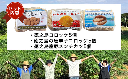 【先行予約2026年5月上旬～発送 】徳之島コロッケ＆唐辛子コロッケ・徳之島の豚 メンチカツ 各5個【配送不可地域：離島】